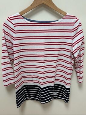 Talbots Striped Boatneck Top in White, Red & Navy
